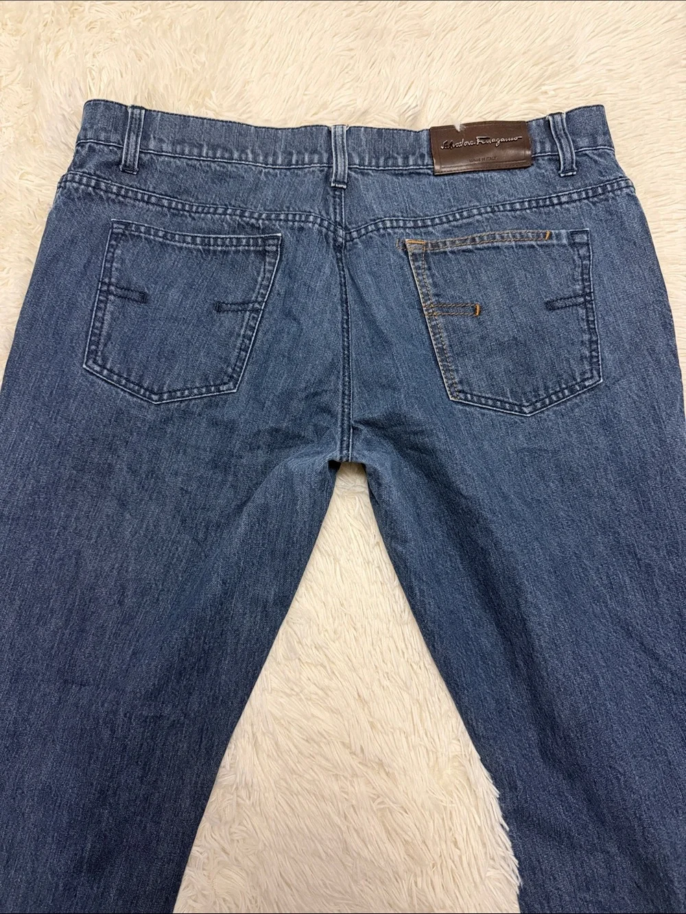 Salvatore Ferragamo Men’s Indigo Blue Relaxed Denim Jeans